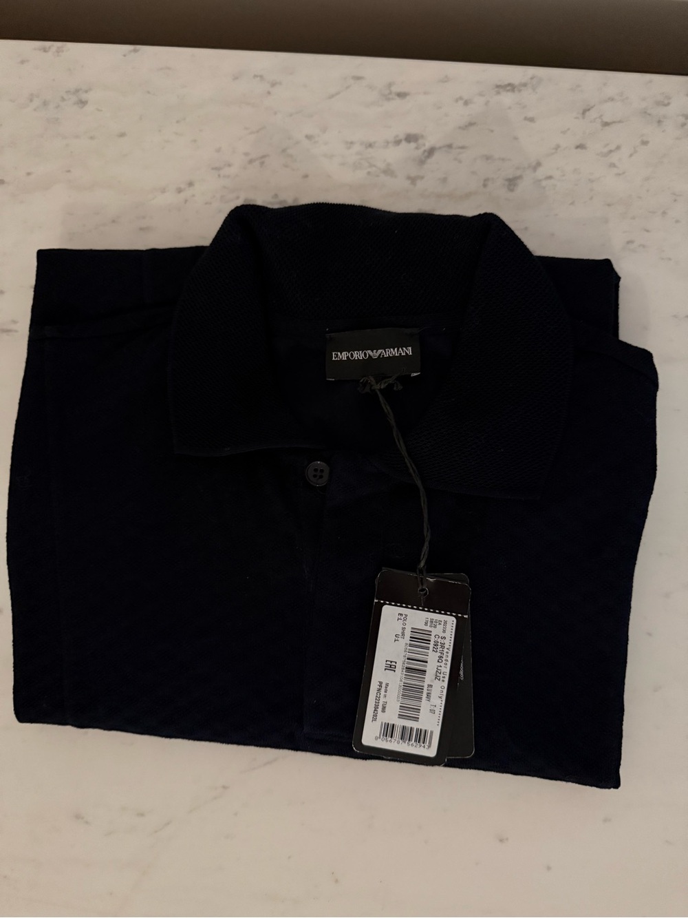 Emporio Armani Men's Navy Textured Polo Shirt